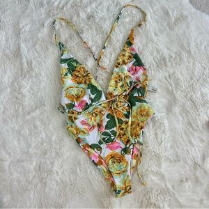 Maaji Deep V Vintage Age Safari Reversible Floral One Piece Swimsuit, S